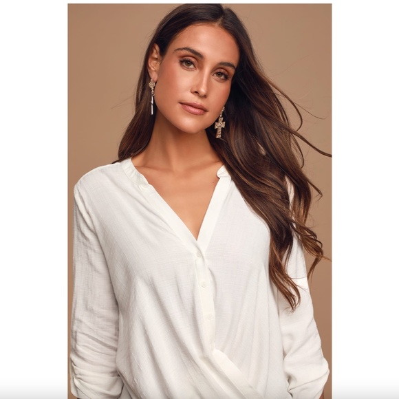 EUC Lulus Making a Difference Ivory Button-Up Top - Large - Picture 5 of 5